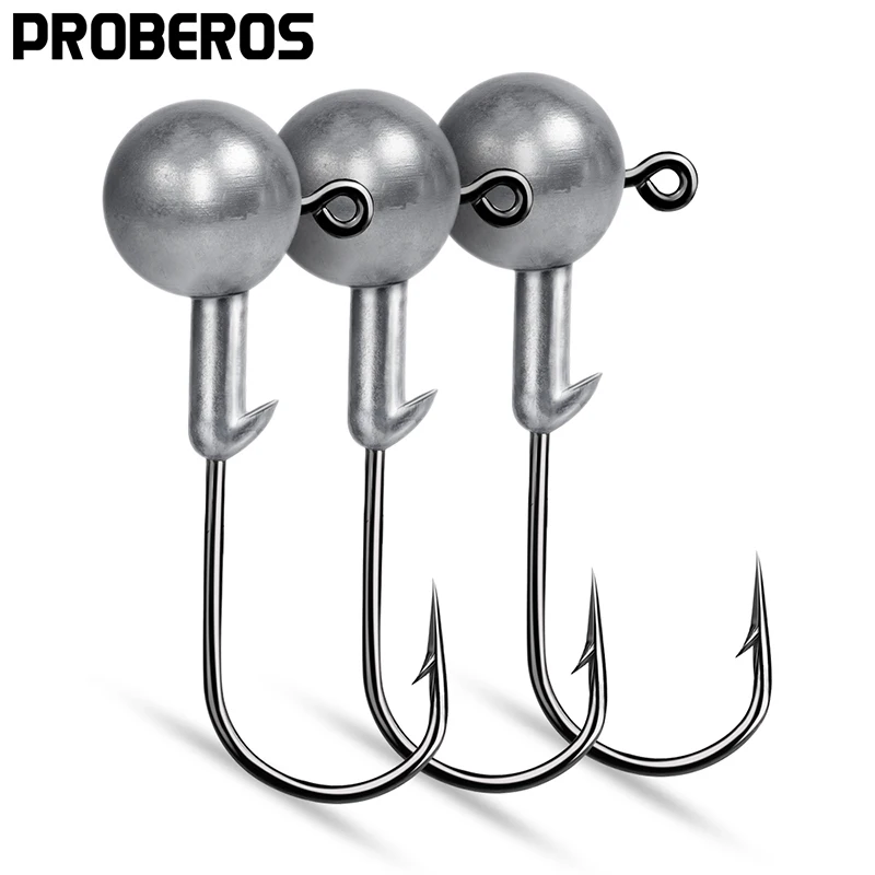 PROBEROS 50Pcs/lot Jig Head Fishhooks 1-1.5-2-2.5-3.5-5-7-10-12-14