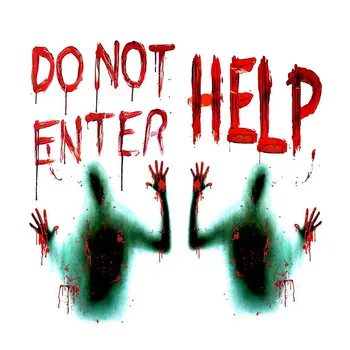 

2pcs/set HELP DONOT ENTER Halloween Wall Sticker Giant Bloody Window Posters Halloween Party Decoration for Haunted Houses