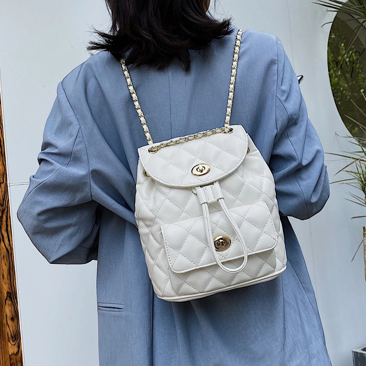 Kawaii Small School Backpacks 2022 Winter Leather Women Designer Chain  Shoulder Bag Plaid Travel Anti Theft Backpack Rucksack|Backpacks| -  AliExpress