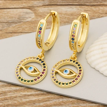 

Hot Sale Delicate 5 Styles Women Drop Earrings Evil Eye Copper CZ Stone Daily Wear Dance Party Wedding Engage Girls Jewelry