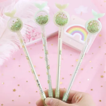 

48pcs/lot cute cartoon Girl Heart Fishtail Sequin Gel Pen Avocado Signature Pen Student Exam Writing water Pencil