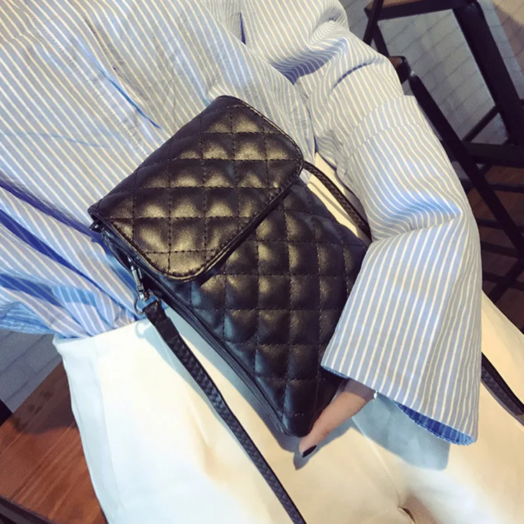 

New Style Mobile Phone Bag Women's Verticle Rhombus Multi-functional Fashion Big Screen Phone Coin Purse Shoulder Bag Mini Bag