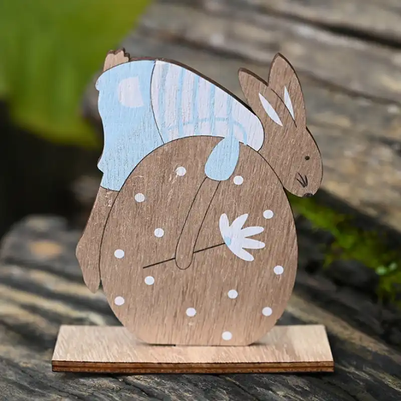 2020 ovo de madeira coelho páscoa decoração de páscoa artesanato de madeira bonito presente animal estatueta mascote presente de páscoa para a criança