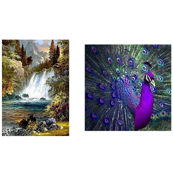 

DIY Full Diamond Embroidery Nature Waterfall Photo Custom D155 & Icon Diamond Embroidery Peacock Crystal