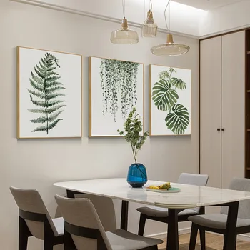 

Small Fresh Plant flowers Posters Triptych Decorative Paintings By Numbers Pastoral Triptych Plant Flower Wall Green Cuadros