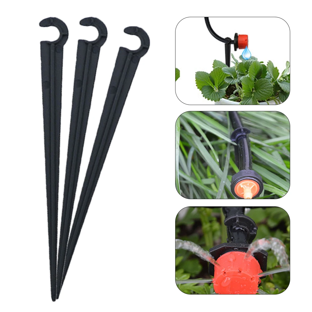 50pcs/set C" Fixed Shape Industrial Manual Watering Kits Garden Irrigation Plastic Stems Support Drip Tube Hose Bracket Flower
