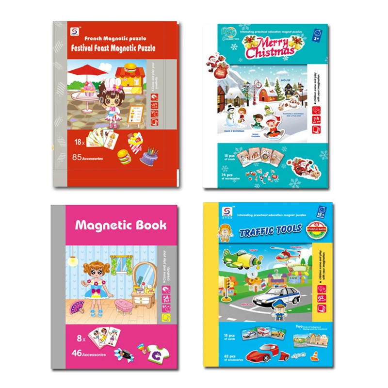 Magnetic Book Magnetic Puzzle Cute Design Puzzles Magnetic Toy Jigsaw Baby Toys Learning Spell Christmas Gift for Kids
