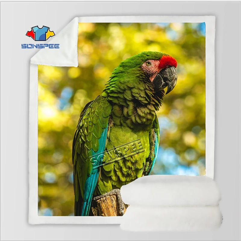 The new Animal Bird Travel Youth Bedding parrot patterned stuffed blanket bedspread for boy girl travel blanket sofa quilt