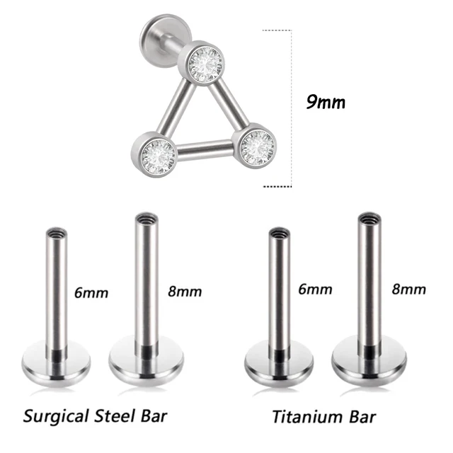 1PC G23 Titanium&Steel 16G CZ Gem Moon Labret Lip Bar Ring Crystal Flower Ear Cartilage Tragus Helix Piercing Screw Fit Top 16g Style Z5