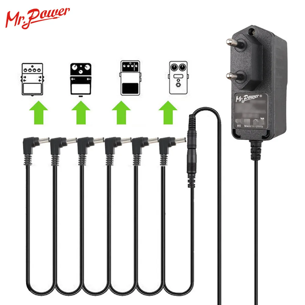 Adaptateur d'alimentation pour pédale d'effet de guitare, avec câble en  chaîne marguerite 5/8 voies, prise ue/US, DC 9V 1A - AliExpress