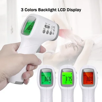 

Non-contact Infrafred Thermometer Forehead Ear Thermometer 0.5s Fast Reading Beep Alarm LCD Display 3-color Backlight for Body