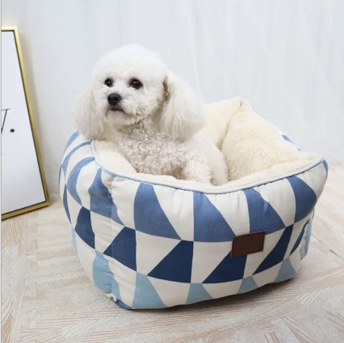 Теплая мягкая кровать Дом продукт для собак и кошек Pet Подушка щенок питомник Домашние животные зима теплая мягкая кровать гнездо спальный мешок с игрушечным шариком - Цвет: cube