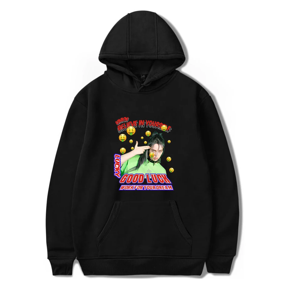 Новинка Billie Eilish, модная толстовка с капюшоном для девушек и мужчин, популярный свитер, удобная куртка на осень и зиму, Модный черный пуловер для мальчиков и девочек