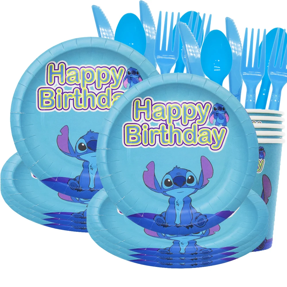 Lilo and Stitch artigos de festa faixa de feliz aniversário de desenho  animado Stitch decorações de aniversário Banner e 12 redemoinhos pendurados  para decoração de festa de crianças, meninos e meninas 