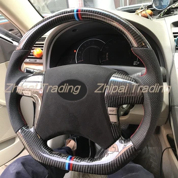 

Customizable carbon fiber steering wheel with perforated leather For 6th generation toyo-ta camry replacement with buttons