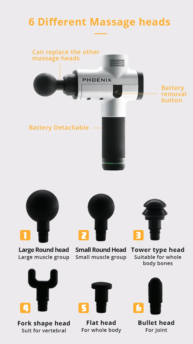 Феникс A1Portable электронный терапевтическая, для мышц массажный пистолет высокая частота вибрации массаж Theragun расслабления тела Массажер