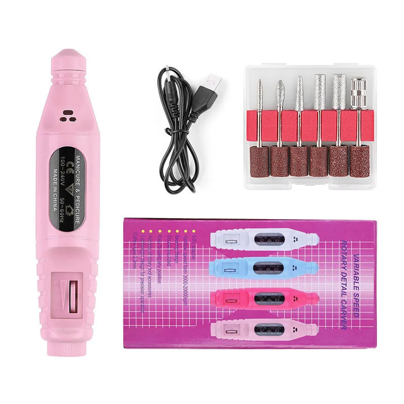 

Nail Sharpener USB Cable Portable Manicure Sharpener Decortication Polishing Exfoliating Scrub Pen Replaceable Grinding Head