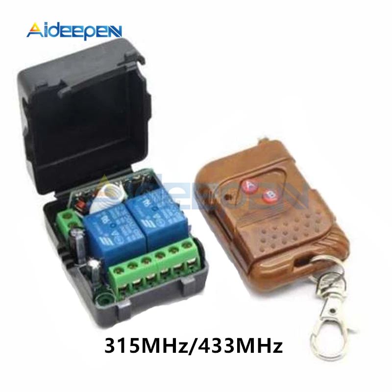 

DC 12V 315MHz/433MHz 2 Channel Wireless Relay RF Remote Control Switch Receiver Transmitter Remote Controller Switch Module