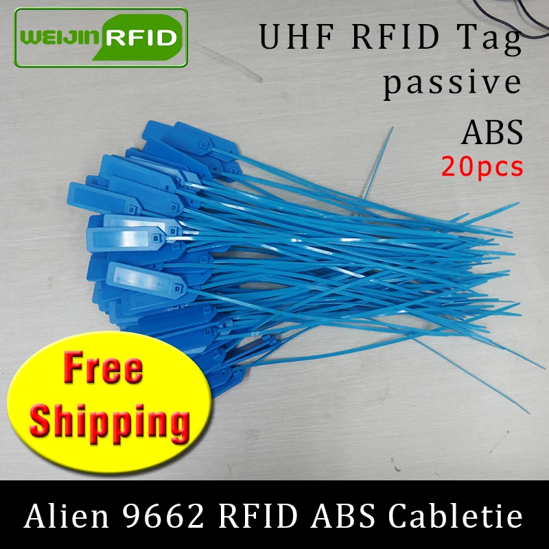 UHF RFID ABS кабельный галстук Alien 9662 915m868m860-960MHZ H3 EPC 6C 20pcs Бесплатная доставка чтение на большой дистанции умная Пассивная RFID Метка