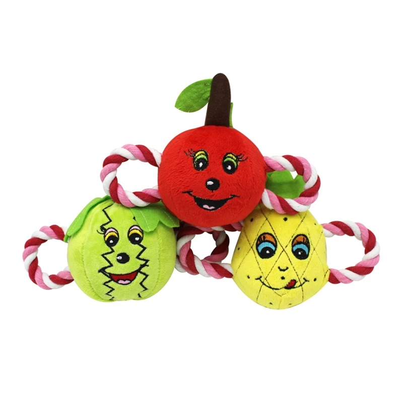 Животные игрушки Мультяшные собачки фрукты с хлопковой веревкой ручки игрушки для домашних животных милые плюшевые головоломки для собак кошки жевательные игрушки для домашних животных