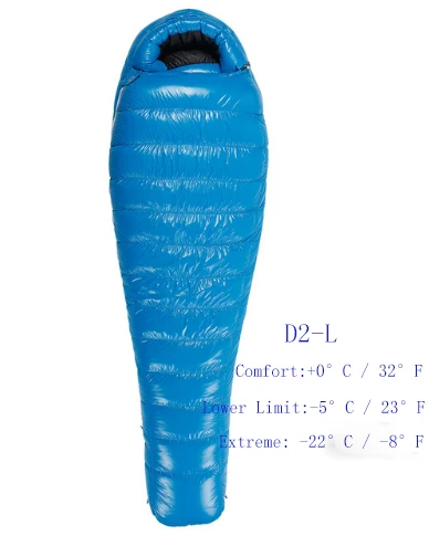 D2-L BLUE AEGISMAX D Серия белый утиный пух мумия кемпинг туризм спальный мешок Сверхлегкий Открытый Нейлоновый спальный мешок - Цвет: D2-L BLUE