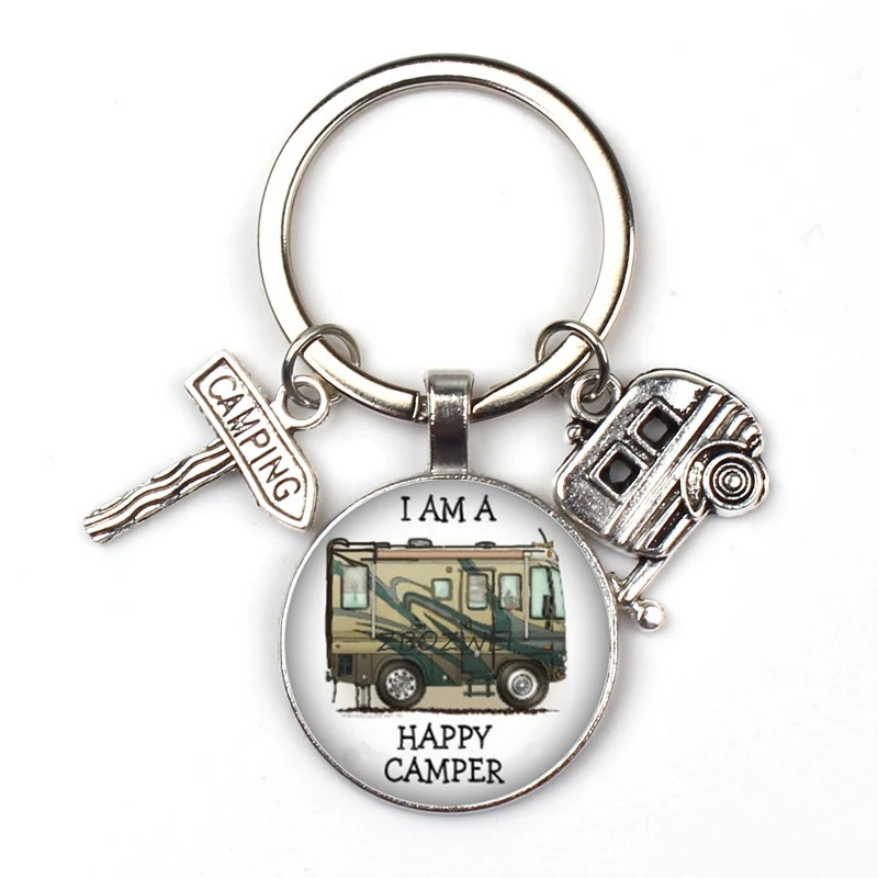 Счастливый Отдых милые туристический автомобиль я лагерь camper ключ дорожный знак брелок со стеклянным кабошоном путешественник цепочка для ключей «богиня»; - Цвет: 9