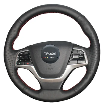 

Steering Wheel Cover for Hyundai Elantra 4 2016 2017 Solaris 2017 Hand Sewing Microfiber leather braid on the steering wheel