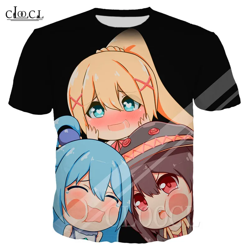 Японский аниме Kawaii Loli футболка 3D принт Harajuku стиль унисекс Konosuba Megumin Сексуальная