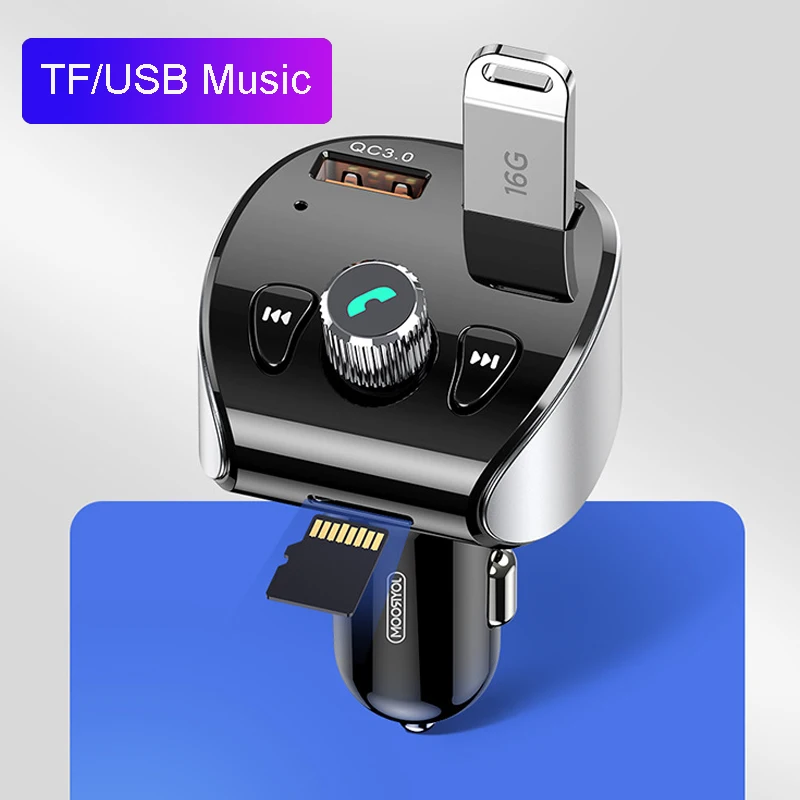 JINSERTA Автомобильный MP3 музыкальный плеер без потерь TF USB Bluetooth 5,0 Handsfree Dual USB Quick Charge 3,0 Автомобильное зарядное устройство