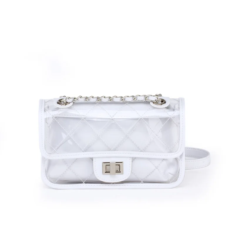 

Caker Brand 2019 Women Diamond Lattice PVC Handbag White Summer Colorful Beach Bag