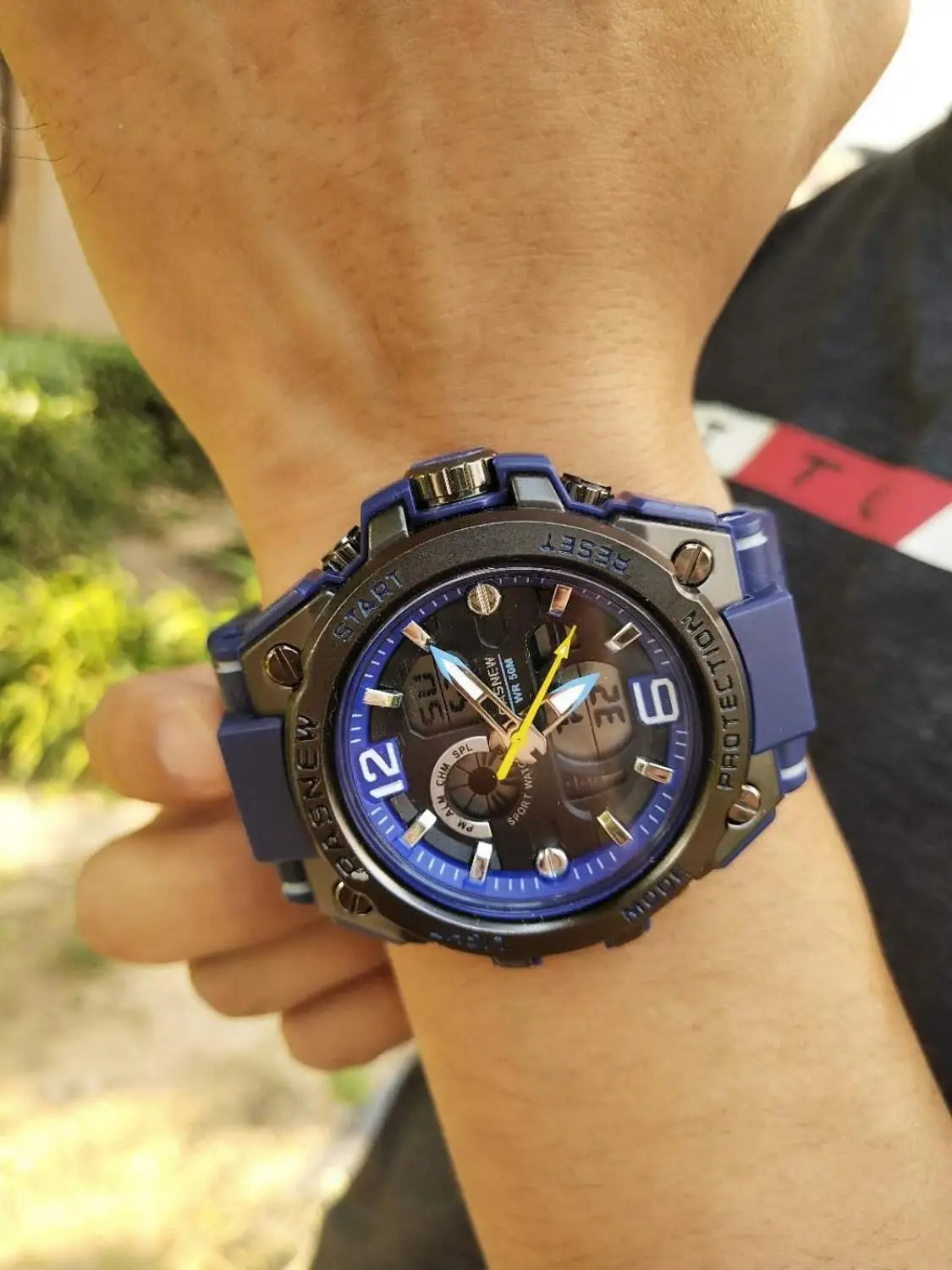 Pasnew мужские модные спортивные наручные часы 50 м водонепроницаемые повседневные наручные многофункциональные деловые часы PSE-451
