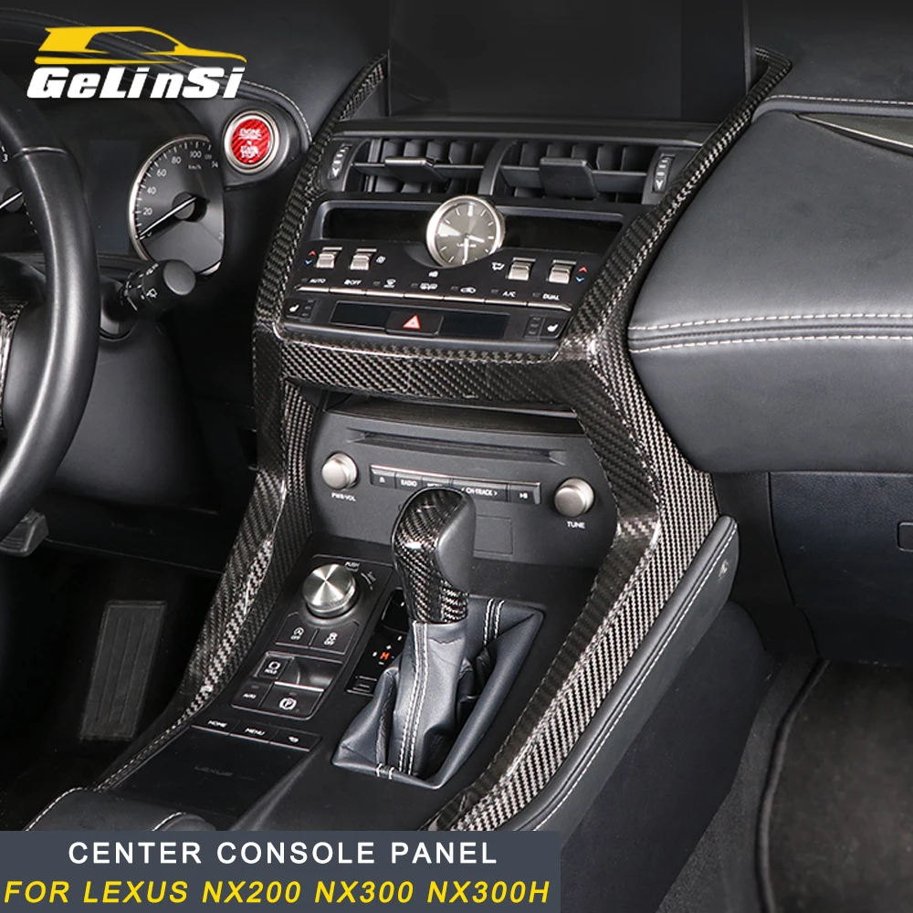 

Gelinsi For LEXUS NX200 NX300 NX300h Car Styling Center Console Panel Cover Real Carbon Fiber Trim Frame Sticker Accessories