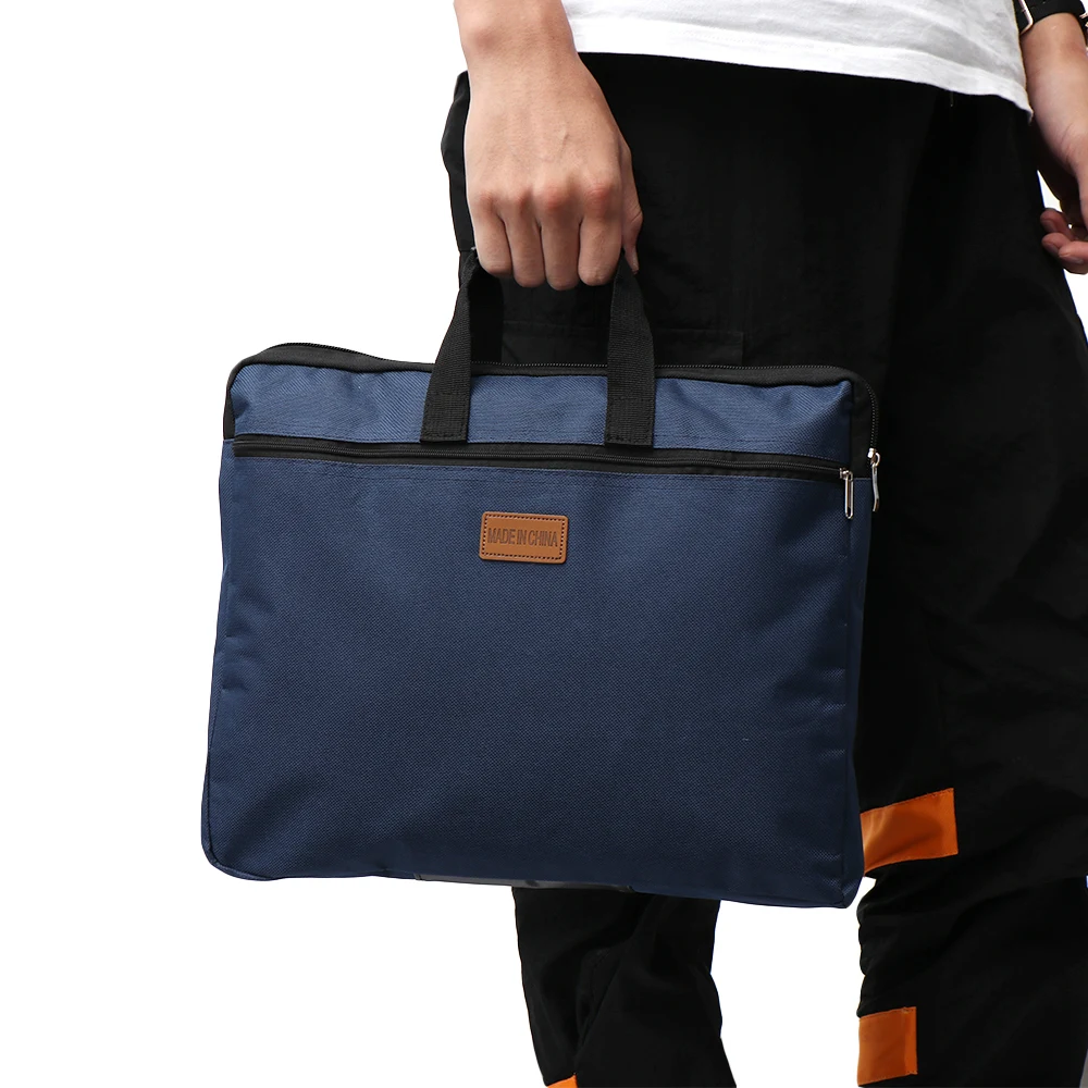 File Bag Office Folder Binder Folder 1PC Big Capacity Double Layers Book A4 File Folder Holder with Handle Zipper Waterproof Canvas Handbag Business Documents Bag