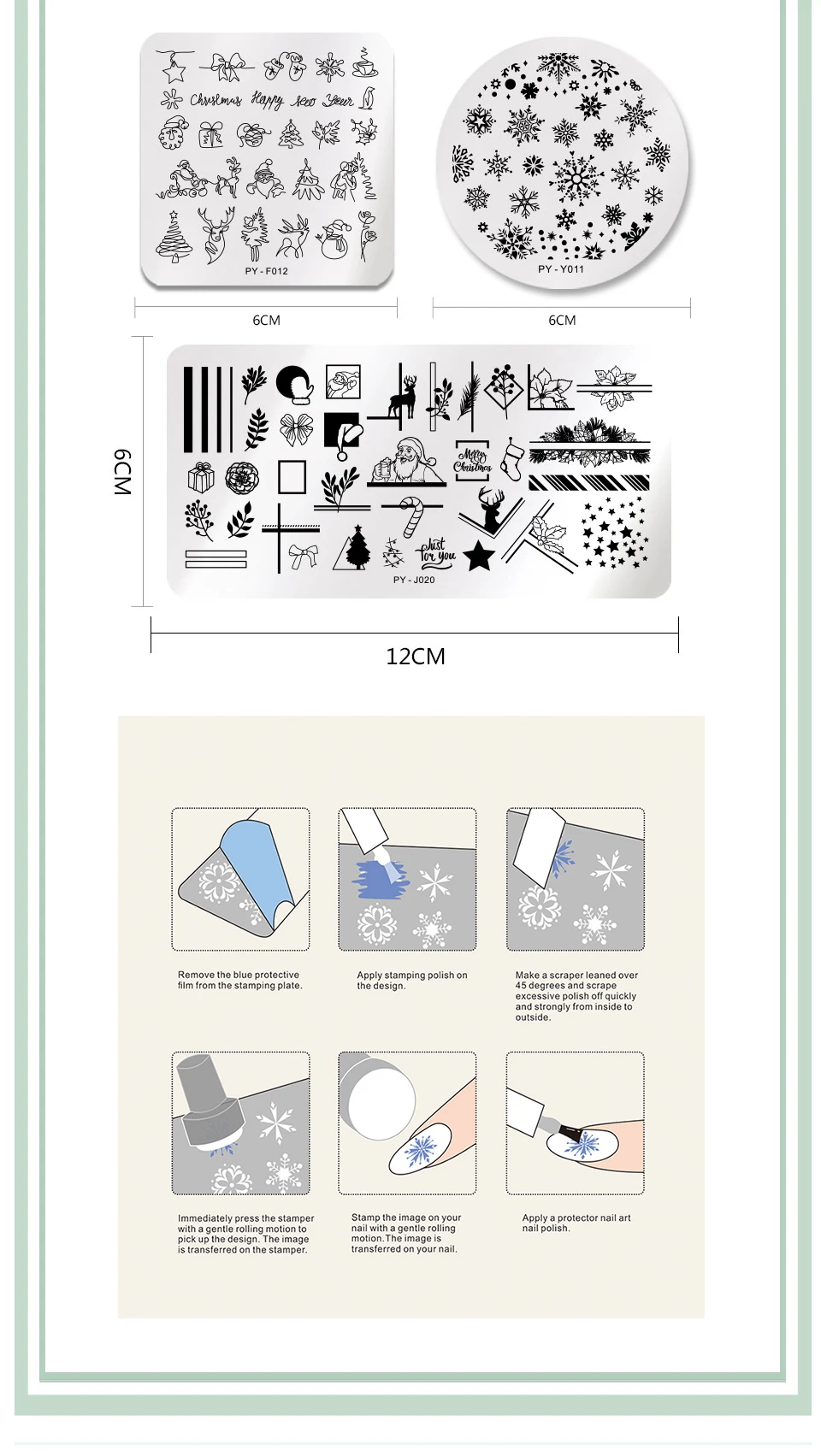 PICT YOU Рождественская пластина для штамповки ногтей пластины фестиваль снежинка шаблон пластина с изображениями для нейл-арта из нержавеющей стали трафарет Инструменты