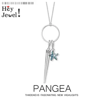 

Charm Necklace Blue Starfish,2020 Spring Fashion Trendy Ocean Jewelry Europe 925 Sterling Silver Bijoux Gift For Women Girls
