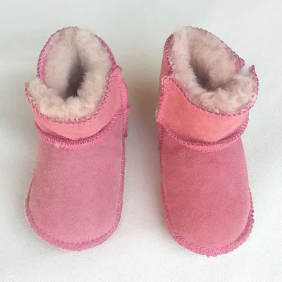 pink Зимние ботинки ручной работы для малышей; кожаные ботинки с овечьим мехом для малышей; Botas; ботинки для младенцев; ботинки для мальчиков и девочек; детская зимняя обувь - Цвет: pink