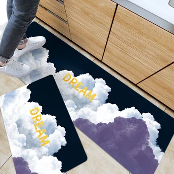 

PVC Kitchen Mat Long Waterproof Oil Proof PU Leathe Kitchen Carpet Anti Slip Floor Mats Doormat Bedroom Bath Rugs Home Decor