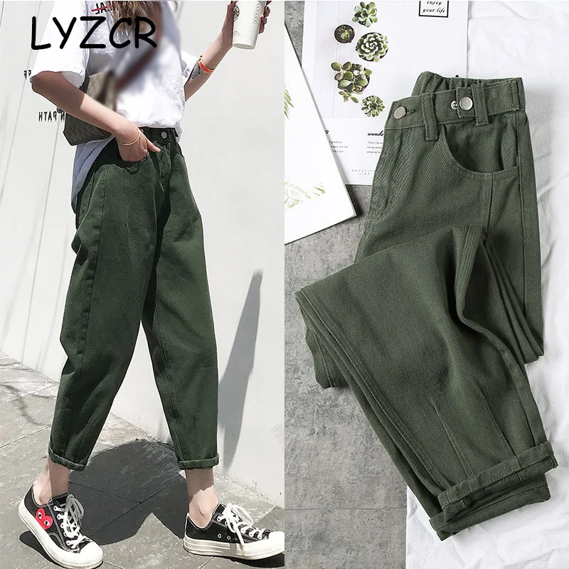 Женские джинсы шаровары LYZCR, свободные джинсы яркого цвета с высокой талией на весну 2020|Джинсы|   | АлиЭкспресс