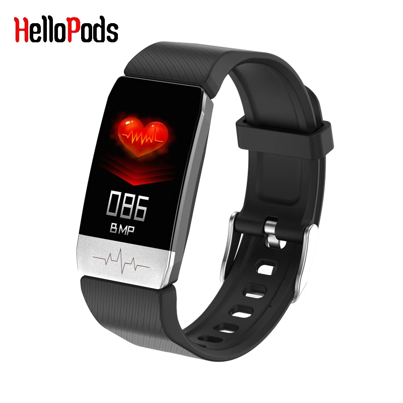 HelloPods T1S Smart Watch Band With Temperature Measure ECG Heart Rate Blood Pressure Monitor Weather Forecast Drinking Remind
