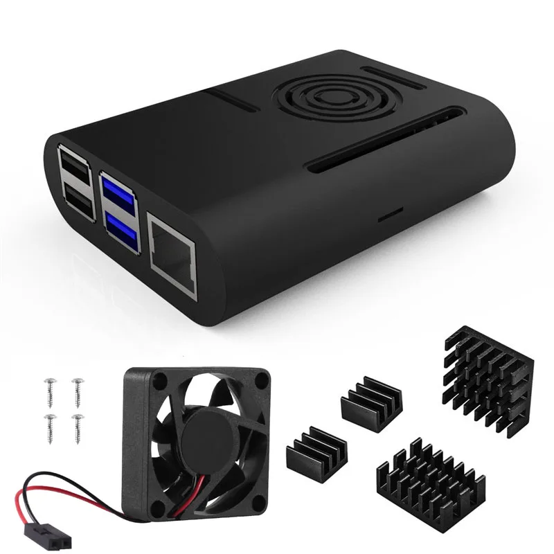 Black 3in1 Raspberry Pi 4 Чехол, Raspberry Pi чехол с охлаждающим вентилятором, Raspberry Pi 4 радиатор для Raspberry Pi 4 Модель B, Pi 4B, Pi 4 - Цвет: Black 3in1