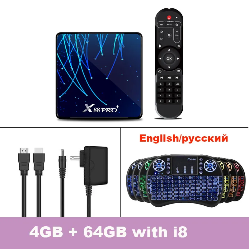 4GB64GB Add i8 X88 PRO Plus Android 9,0 ТВ приставка RK3368 Восьмиядерный 4 Гб 128 ГБ 2,4G& 5,0G WIIF BT4.0 4K HD ТВ приставка поддержка Netflix Google плеер - Цвет: 4GB64GB Add i8