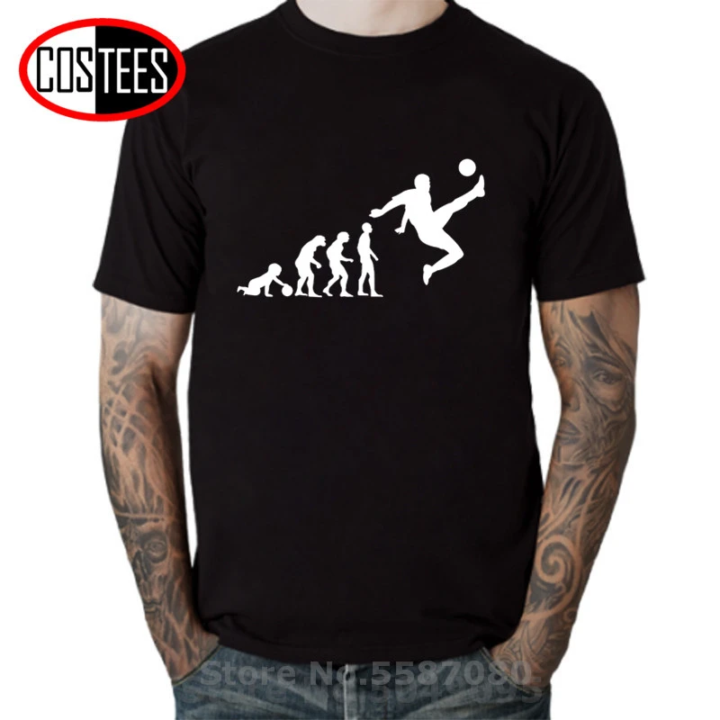 Allntrends Mens Long Sleeve Soccer Evolution Funny Sport Shirt 