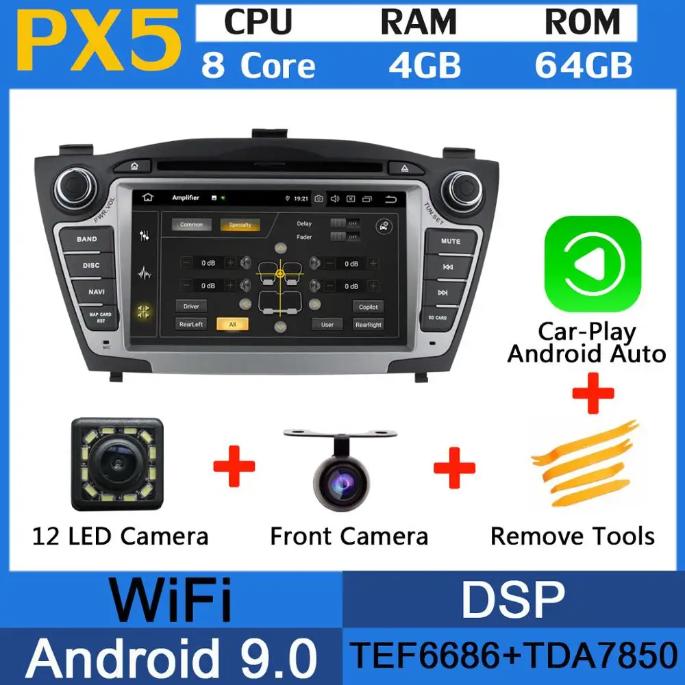 5 USB порт PX6/Восьмиядерный Android 9,0 автомобильный dvd-плеер для hyundai IX35 2010 2011 2012 2013 автомобильный Радио gps DSP Android авто - Цвет: PX5-Carplay