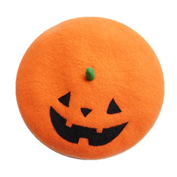 

Original design Halloween pumpkin hat children funny autumn and winter wool felt handmade painter hat parent-child cap