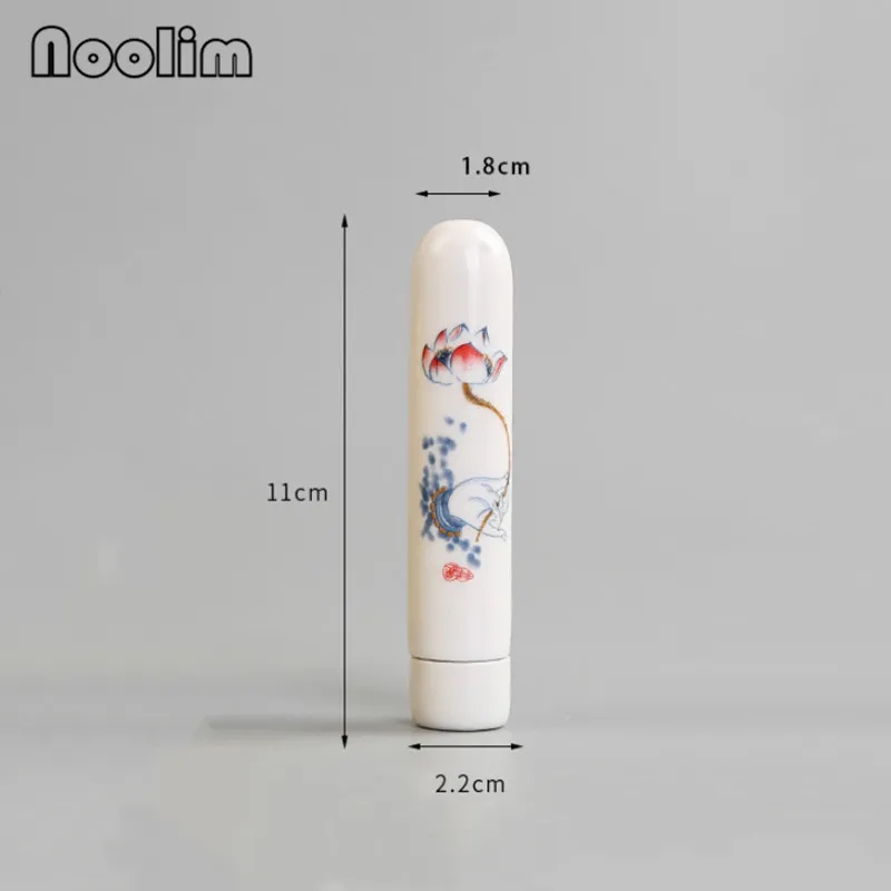 Ceramic Jingdezhen Hand-painted Lotus Tea Box Travel Mini Tea Cans Portable Sealed Storage Jar Small Exquisite Tea Caddy