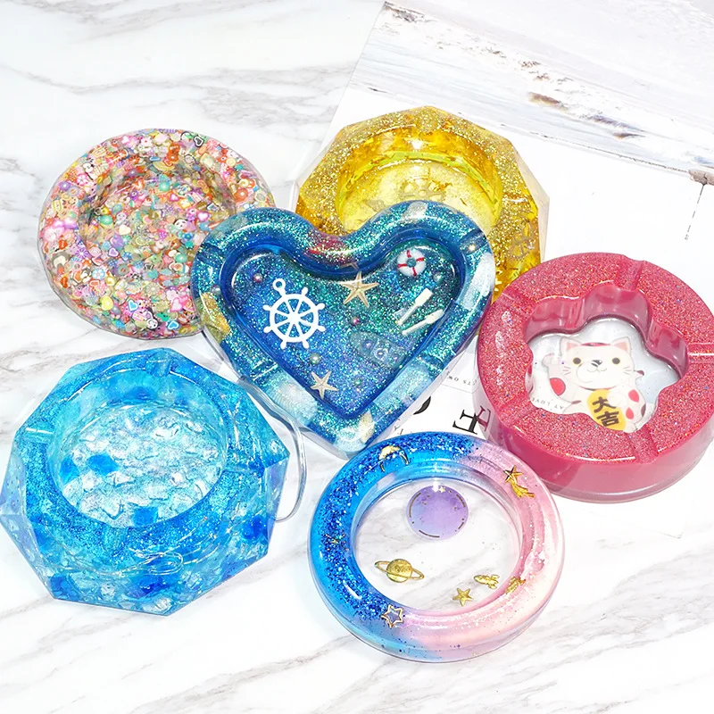 

Than Color DIY Ash Tray Silicone Mould Crystal Epoxy Molded Silicone Epoxy Ash Tray Mould Large Small