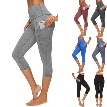 

Women Pocket leggings Sports Pant Tummy Control Shapewear Woman 7/8 Pant Stretch fabric super quality pant Sports leggings