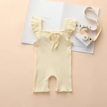 

Baby Girls Clothes Summer Knitted New Born Infant Kids Ruffle Sleeve Rompers Lovely Jumpsuits Playsuit For Newborn Babies D30