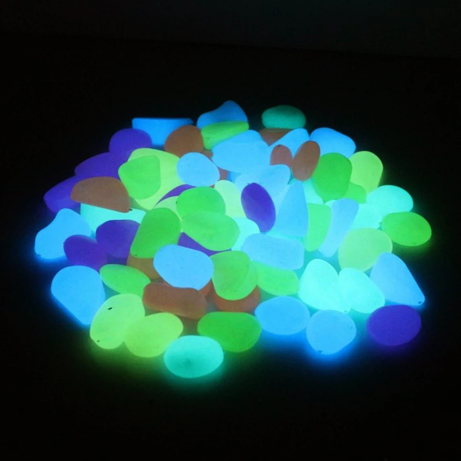 

25-500Pcs Aquarium Ornaments Luminous Stones In The Dark Glow Pebbles Stones For Ornament Garden Fish Tank Decoration