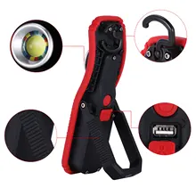 2 Pieces USB Rechargeable LED Work Light Portable Hanging Hook Flashlight Camping Car Repairing Workshop Emergency Lighting